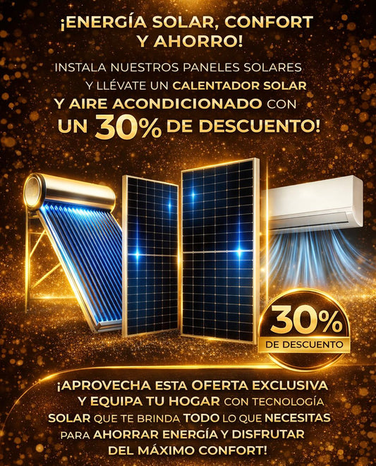 4 PANELES 630 W + CALENTADOR + AIRE ACONDICIONADO