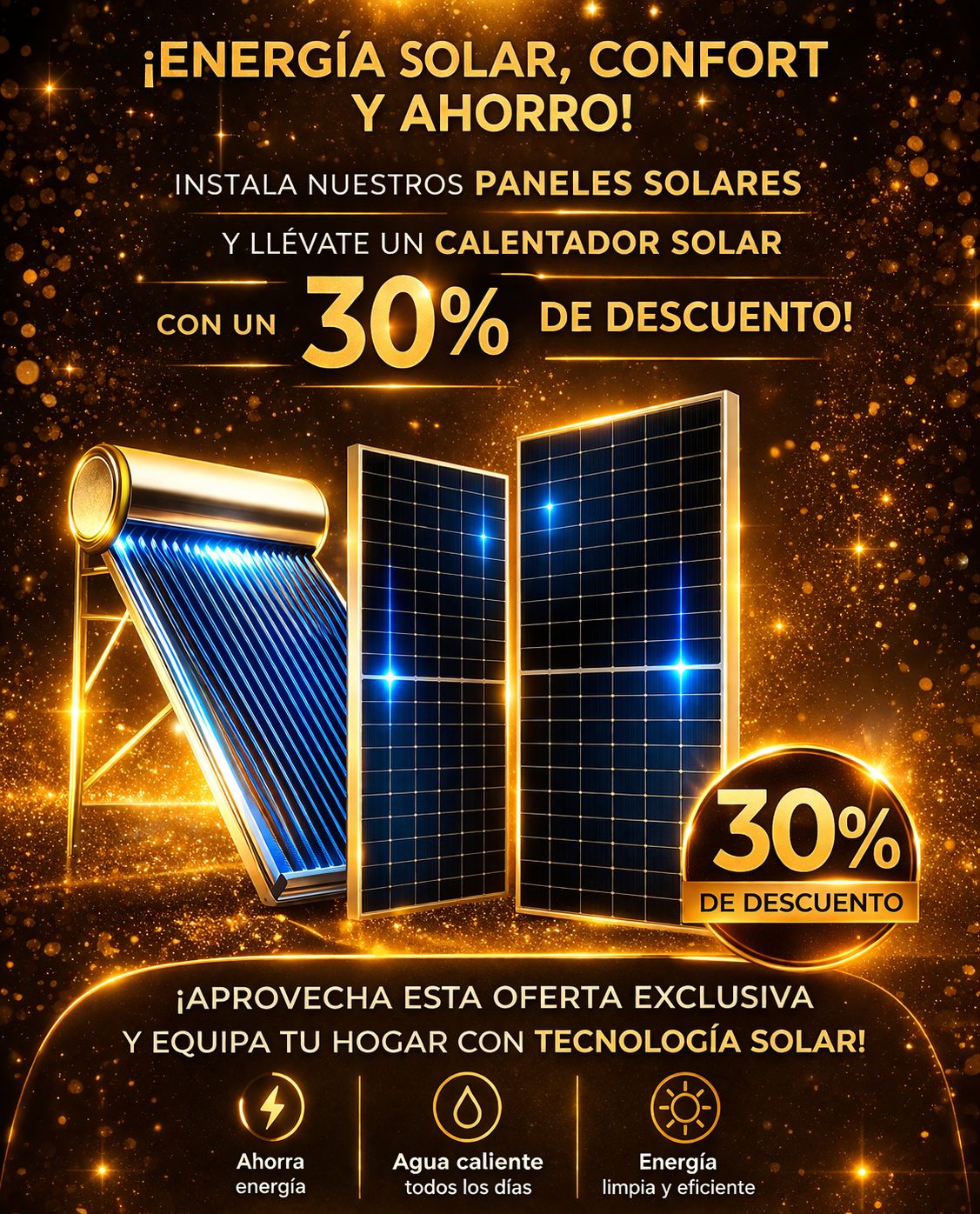 8 PANELES SOLARES 630 W + CALENTADOR SOLAR